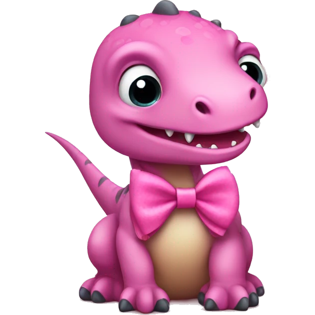 Dinosaur wearing a pretty pink bow emoji