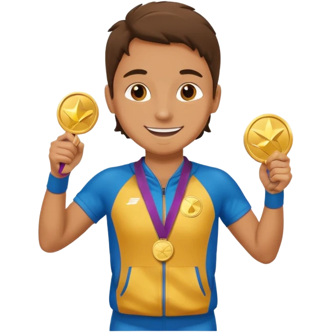 crea un emoji estilo whatsapp o emoji de iphone, de un corredor con cara casada pero feliz por su medalla emoji