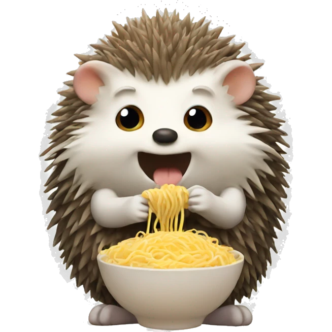 Hedgehog eating noodles emoji