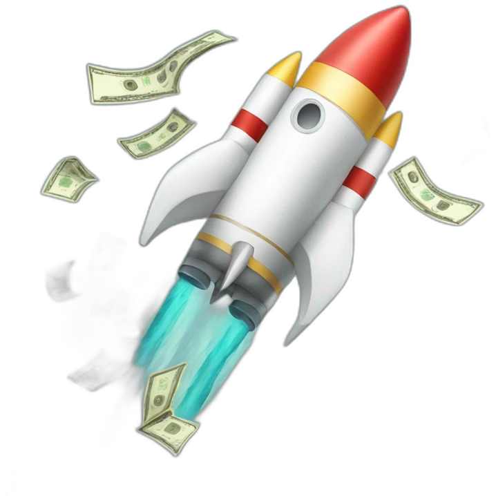 rocket with lot of money emoji