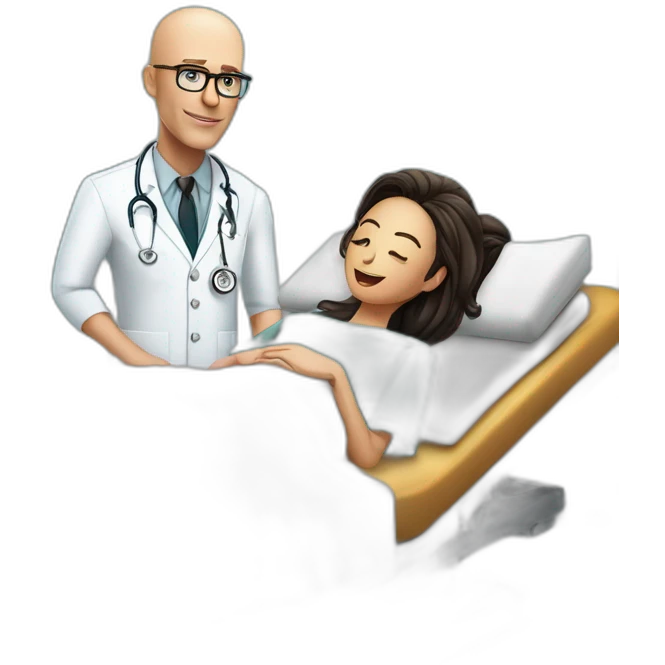 Johnny sins as a doctor healing a lying down Emily Willis emoji