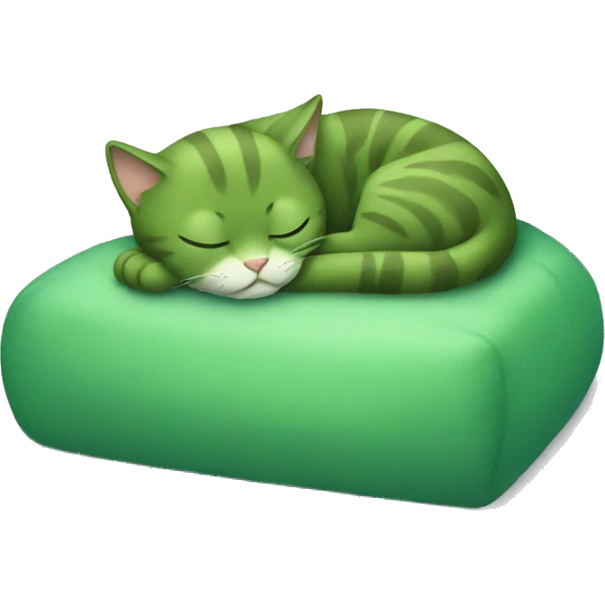 Sleeping green cat emoji