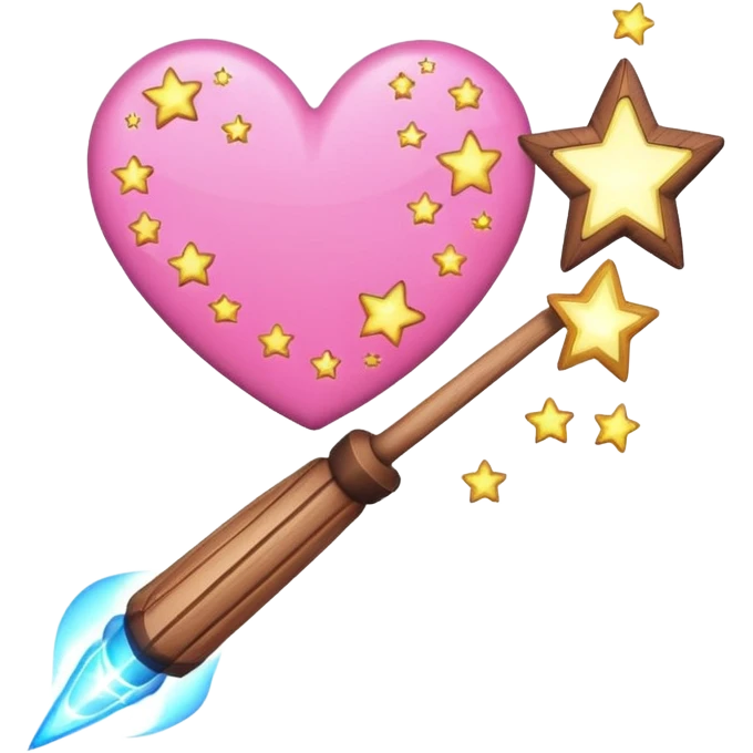 wand with pink heart shooting star effect emoji