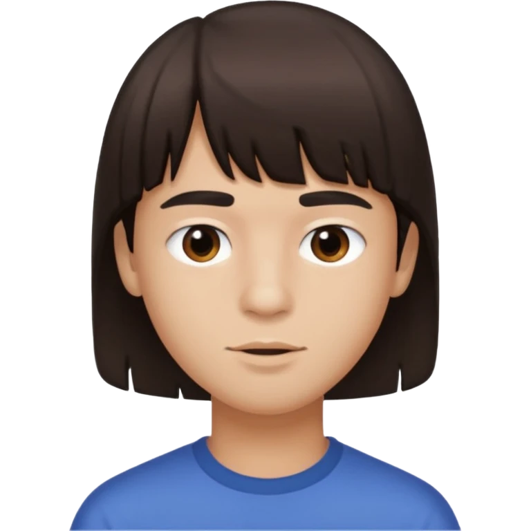 boy dark brown hair with bangs with straight eyebrows cleaning emoji