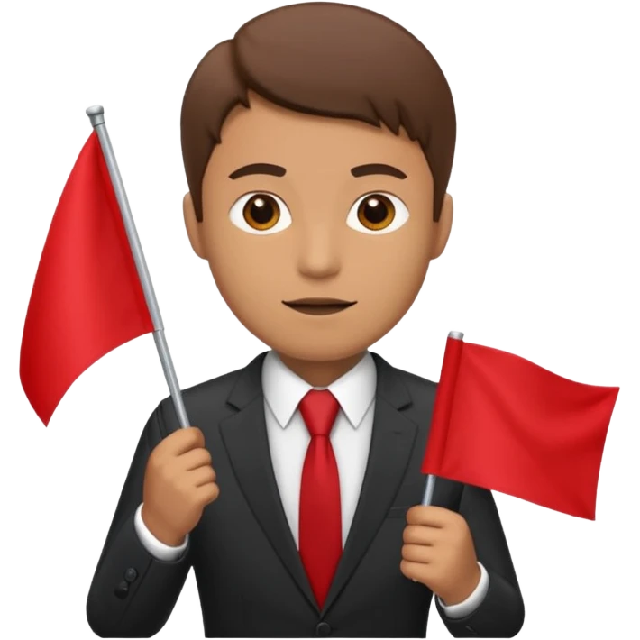 man in a suit holding a blank red flag emoji