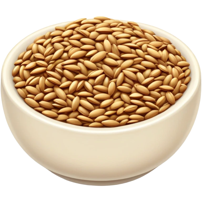 flaxseeds in a small bowl, golden brown seeds emoji