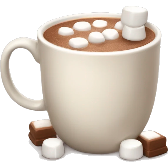 Light beige mug of hot chocolate with marshmallows  emoji