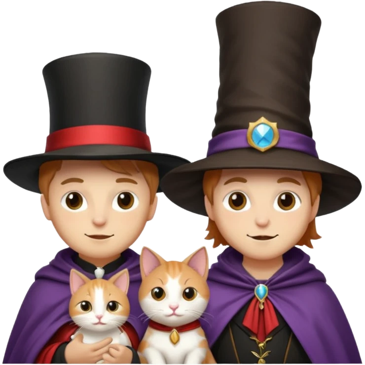 magician couple and their pet cat emoji