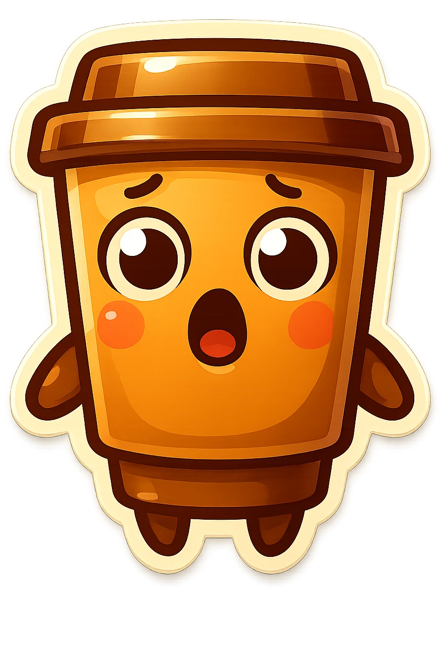 Tall coffee cup, surprised, shocked and confused emoji
