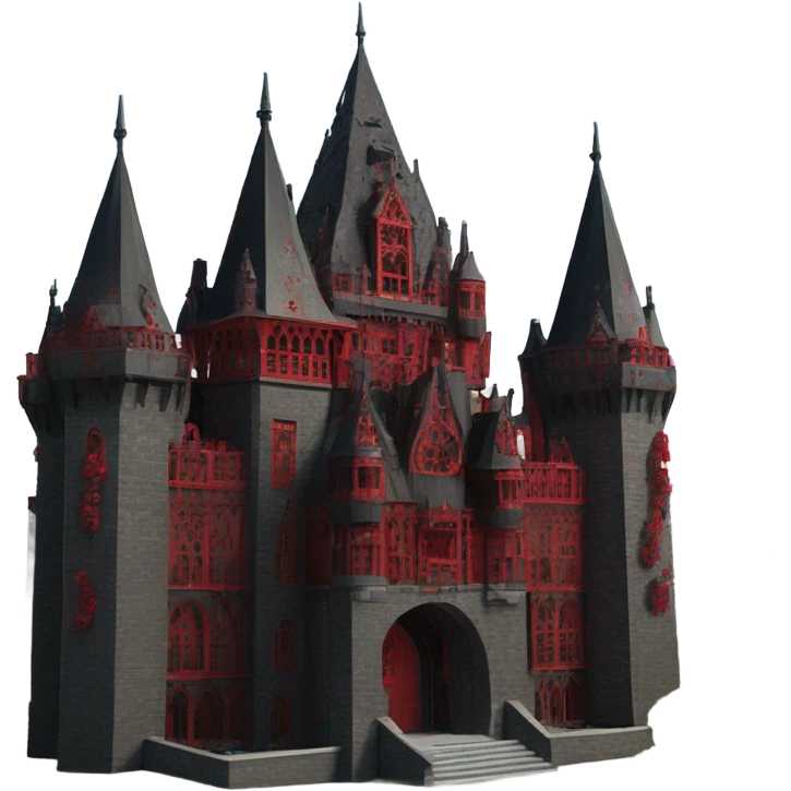 Black and red gothic castle with roses emoji
