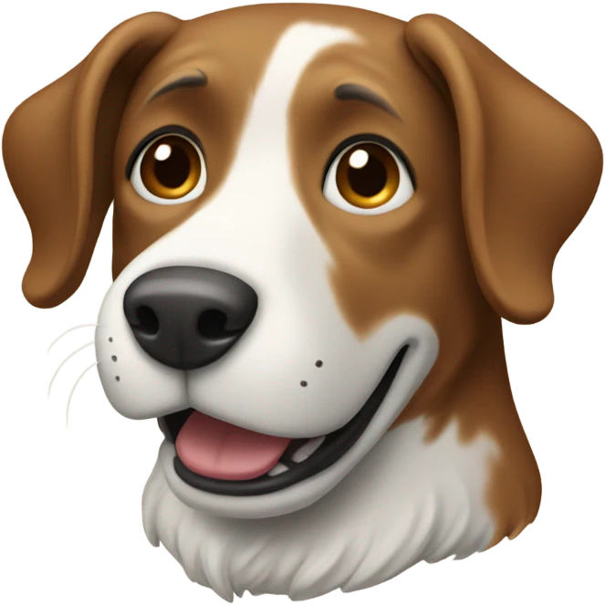 Large brown and white dog in boots emoji