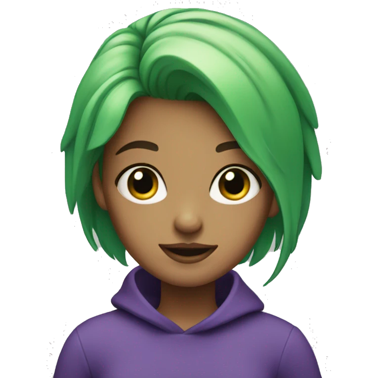 Girl with green hair and purple eyes  emoji