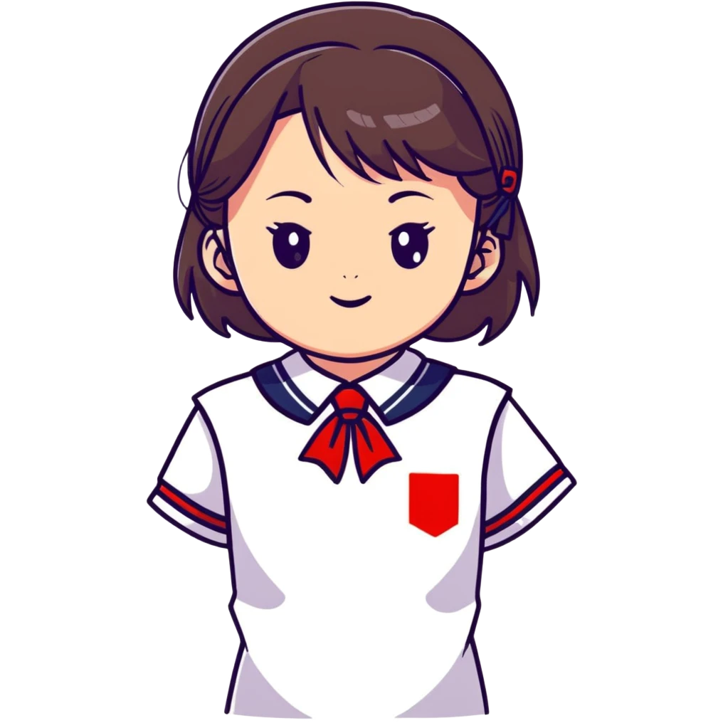 Adorable Japanese high school girl in classic sailor uniform with red necktie emoji