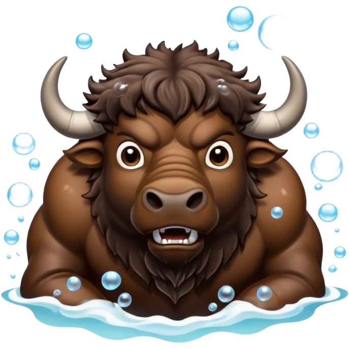 Angry buffalo in the water blowing bubbles  emoji