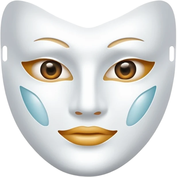 a sheet of white mask pack for face skincare beauty, transpalent holes at eyes and mouth, no real eyes and mouth emoji