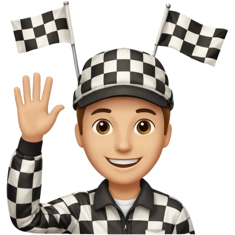 SONO UN DIRETTORE DI GARA AUTO E SBANDIERO CON LA BANDIERA A SCACCHI emoji