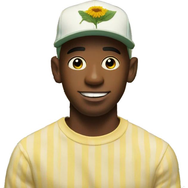 Tyler the creator with a one sunflower in background  emoji