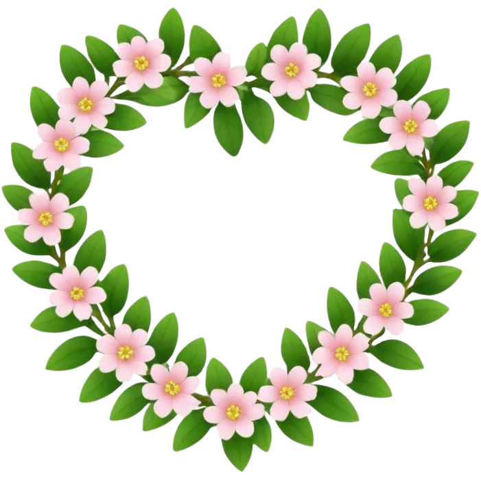 Natural aesthetic flower crown in a heart shape emoji