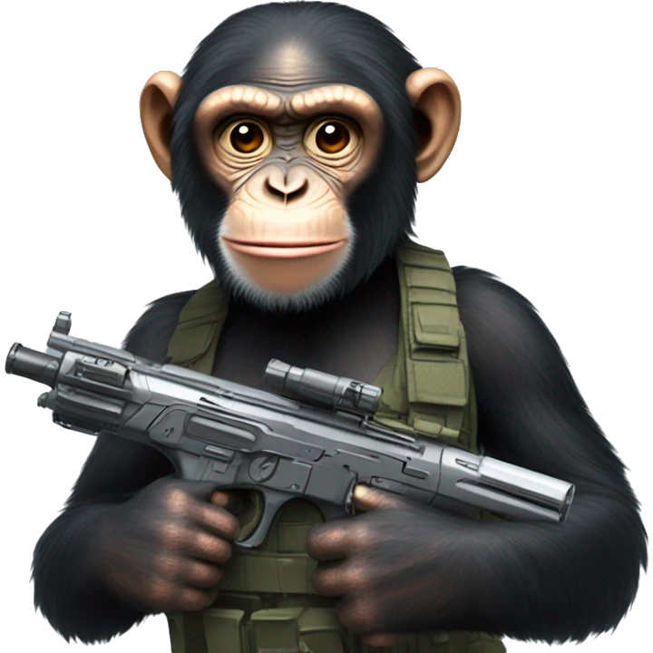 Chimpanzee with a laser rifle emoji