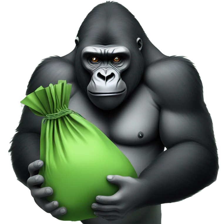 Gorilla holding money bag  emoji