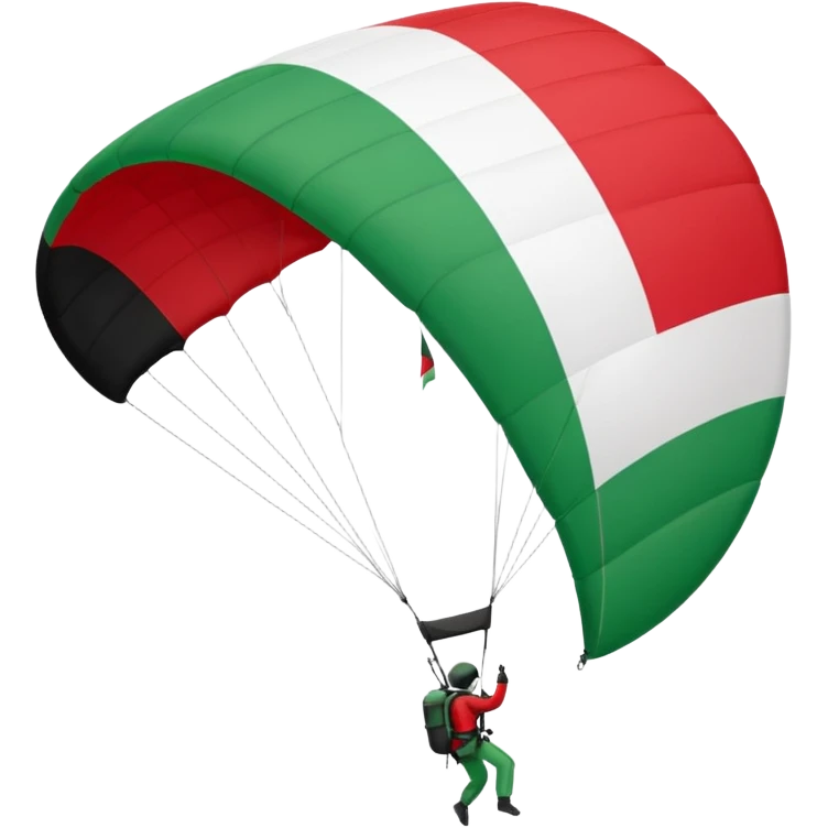 a palestinian flag with a paraglider, respect scrupulously the correct shapes and colours of the flag, try again emoji