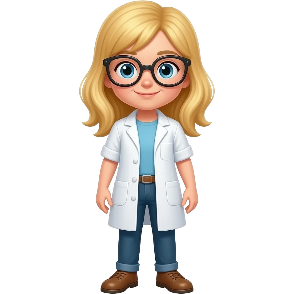 10 YEAR OLD BLOND  SCIENTIST GIRL STANDING  WHOLE BODY emoji