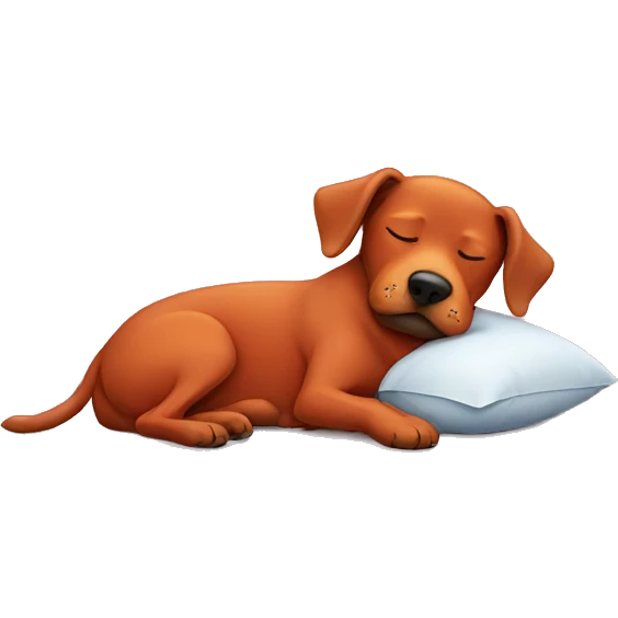 A red Dog sleeping emoji