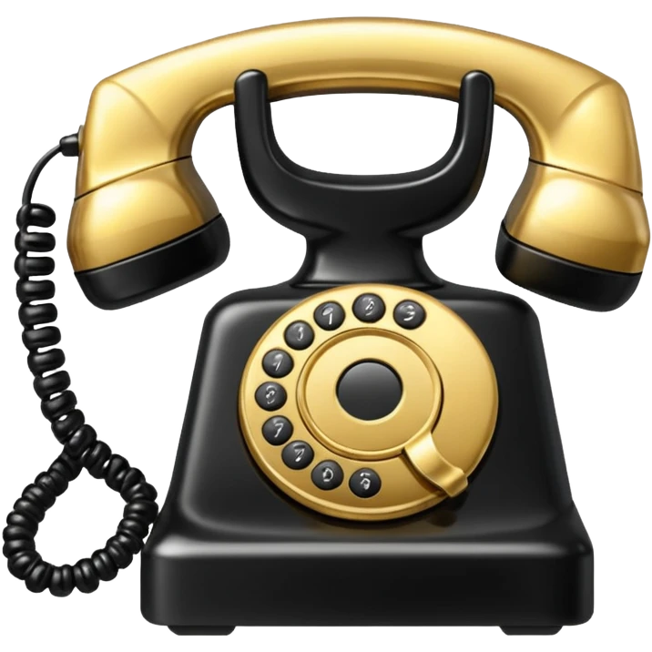 One single Gold and black phone icon, png, no background, no border emoji