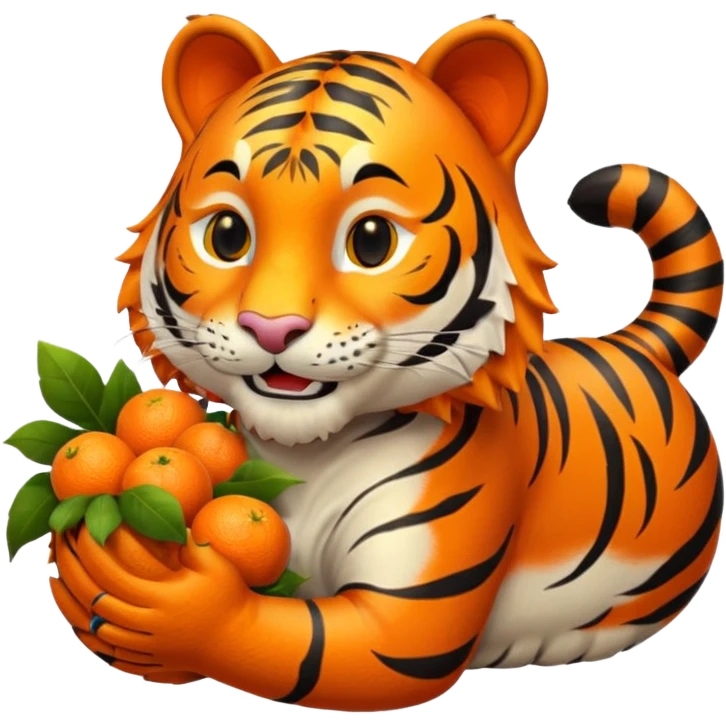 Smiling Tiger with a cornucopia emoji