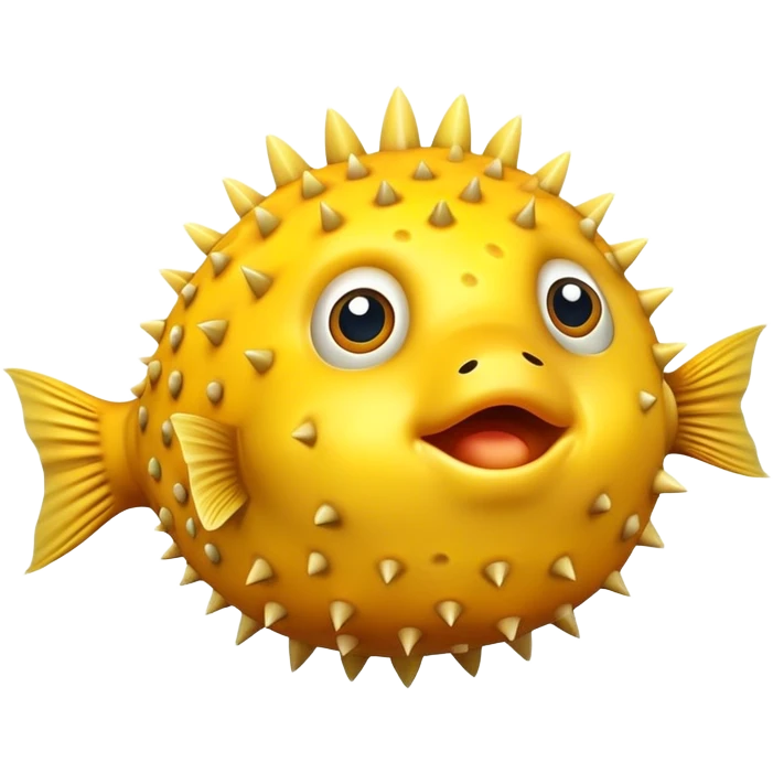 Detailed round yellow puffer fish emoji