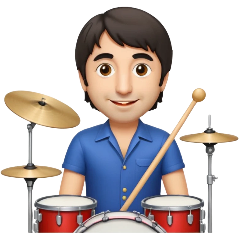 Keith Moon emoji style, drum set, dynamic pose, intense focus emoji
