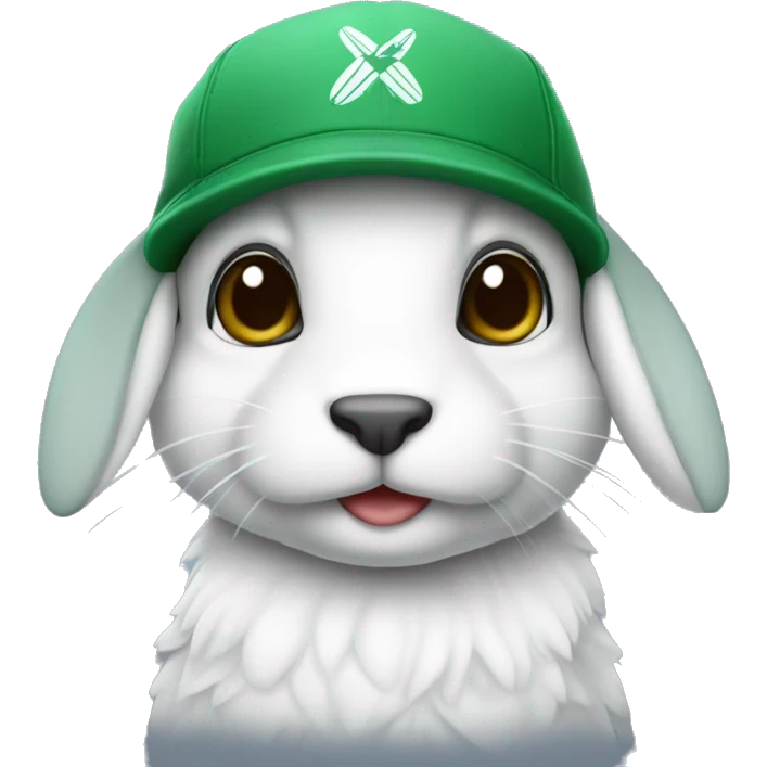 Conejo blanco con gorra de aviador verde  emoji