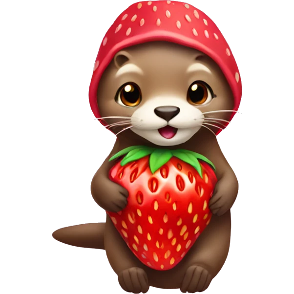 otter wearing strawberry costume emoji