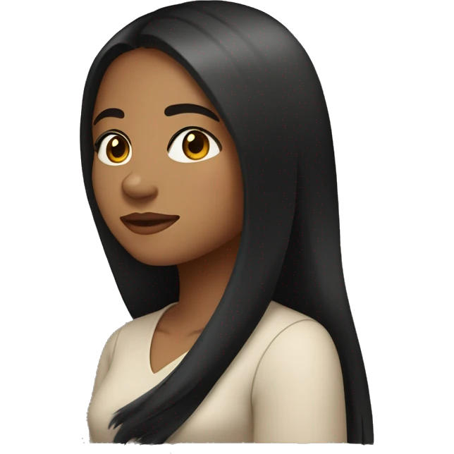 A young woman with light brown skin, black long straight hair  emoji