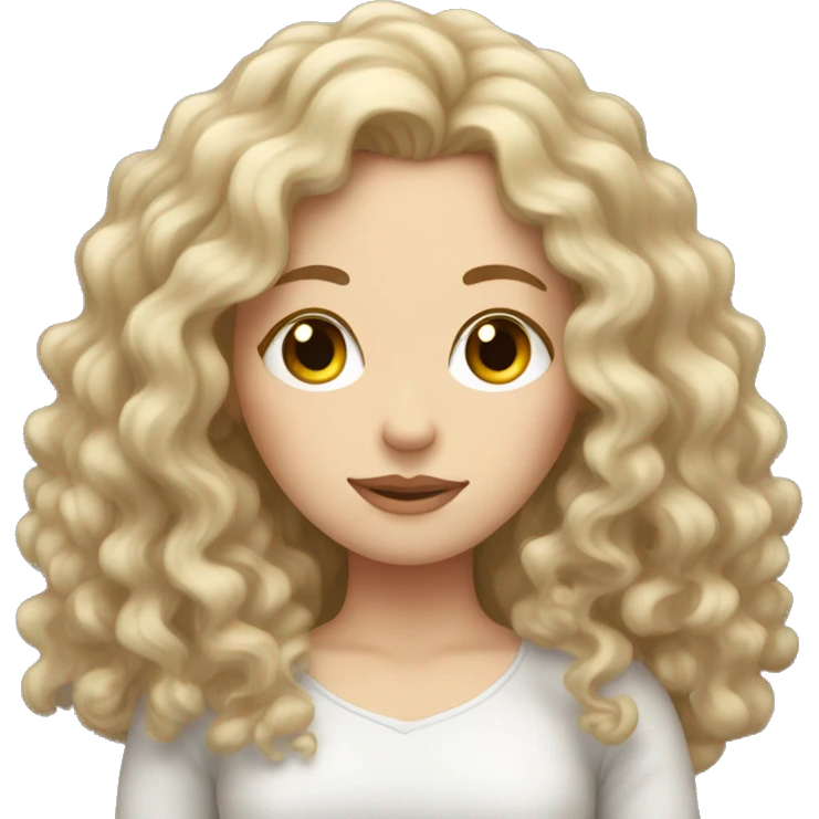 White Girl with long curly hair sleeping emoji
