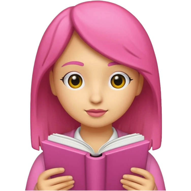 chica rosa pensando con libro ideas emoji