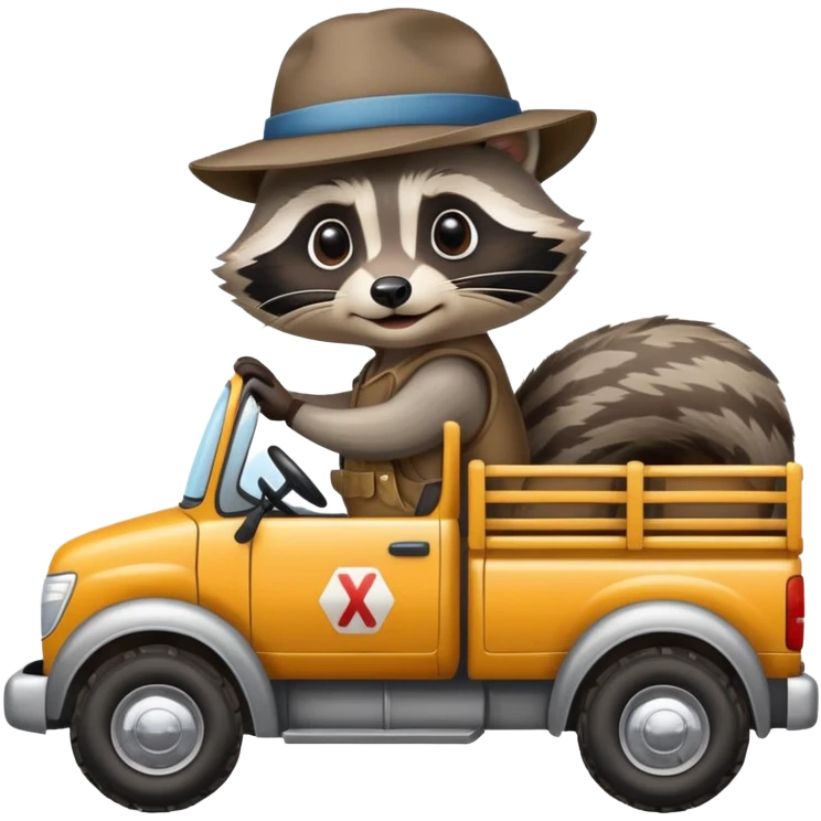 Raccoon driving a truck  emoji