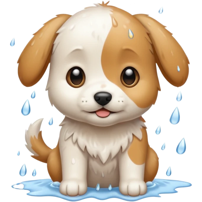 White and tan puppy playing in the rain emoji