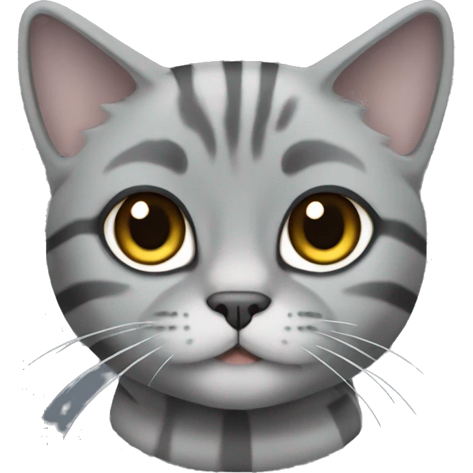 Gray cat with dark gray stripes of the Scottish Fold breed emoji