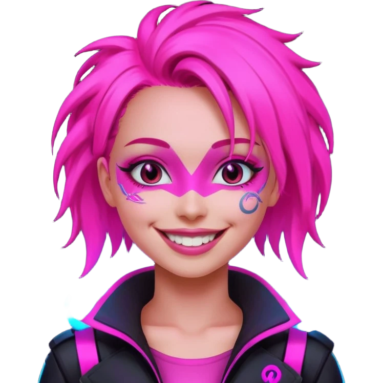 girl neon cyberpunk pink happy emoji