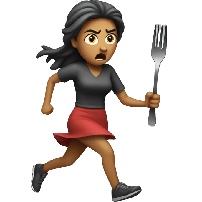 angry woman running with fork  emoji