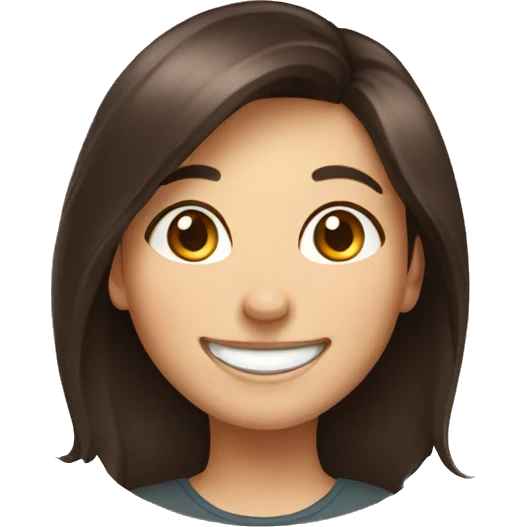 joyful brunette girl with smile emoji