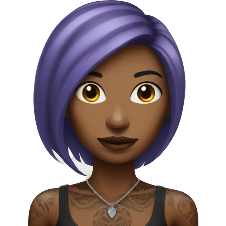 Tattooed woman with long straight burgundy hair emoji