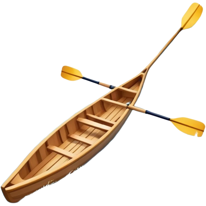 An icon showing a close-up of crossed oars, a sleek racing shell, and rippling water, symbolizing rowing. The design includes droplets in motion and a streamlined boat tip cutting through waves. Transparent background emphasizes strength, precision, and the spirit of competitive rowing emoji