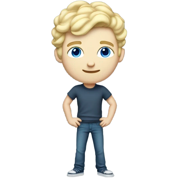 full body standing light curl blonde 30yo man blue eyed pale skin emoji
