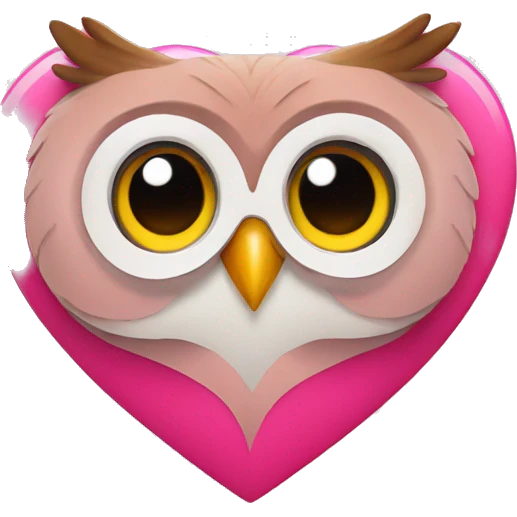 cute owl inside a pink heart emoji