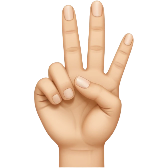 Hand with index finger middle finger and thumb holding up a 3 symbol emoji