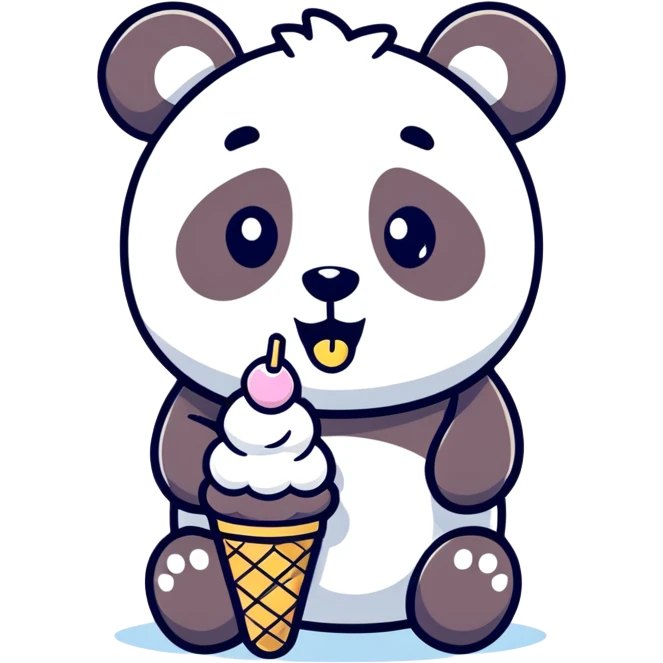 Panda eating ice cream emoji