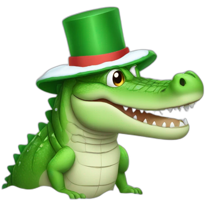 Crocodile with a snow hat emoji