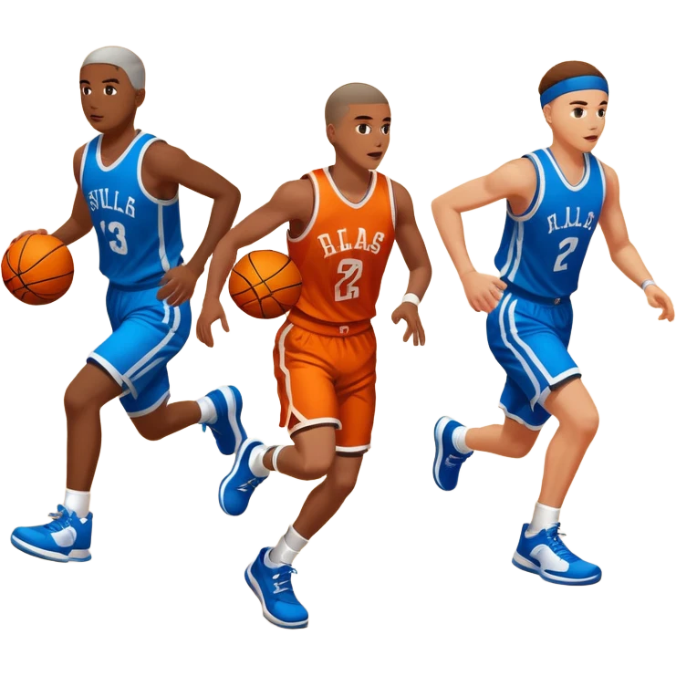 basketball game in motion in the ground with multiple players emoji